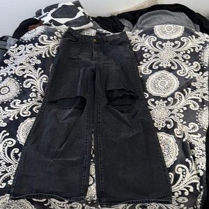 Fashion Nova, Size13, Knee Rips, Wide leg, Black